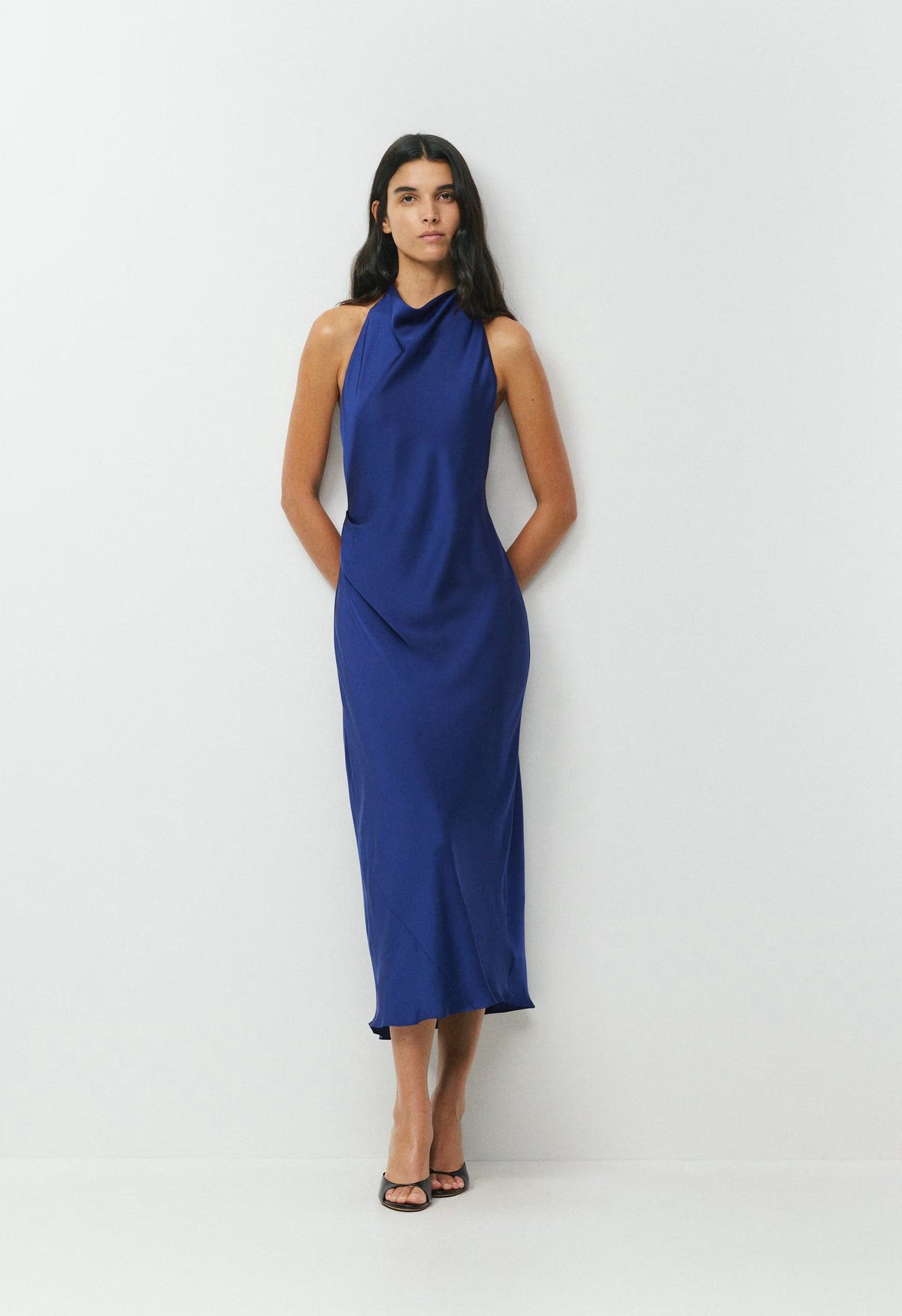 Audience Satin Maxi Halter Dress - BYRON BLUE