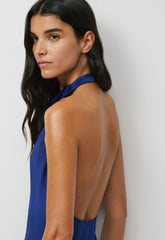 Audience Satin Maxi Halter Dress - BYRON BLUE