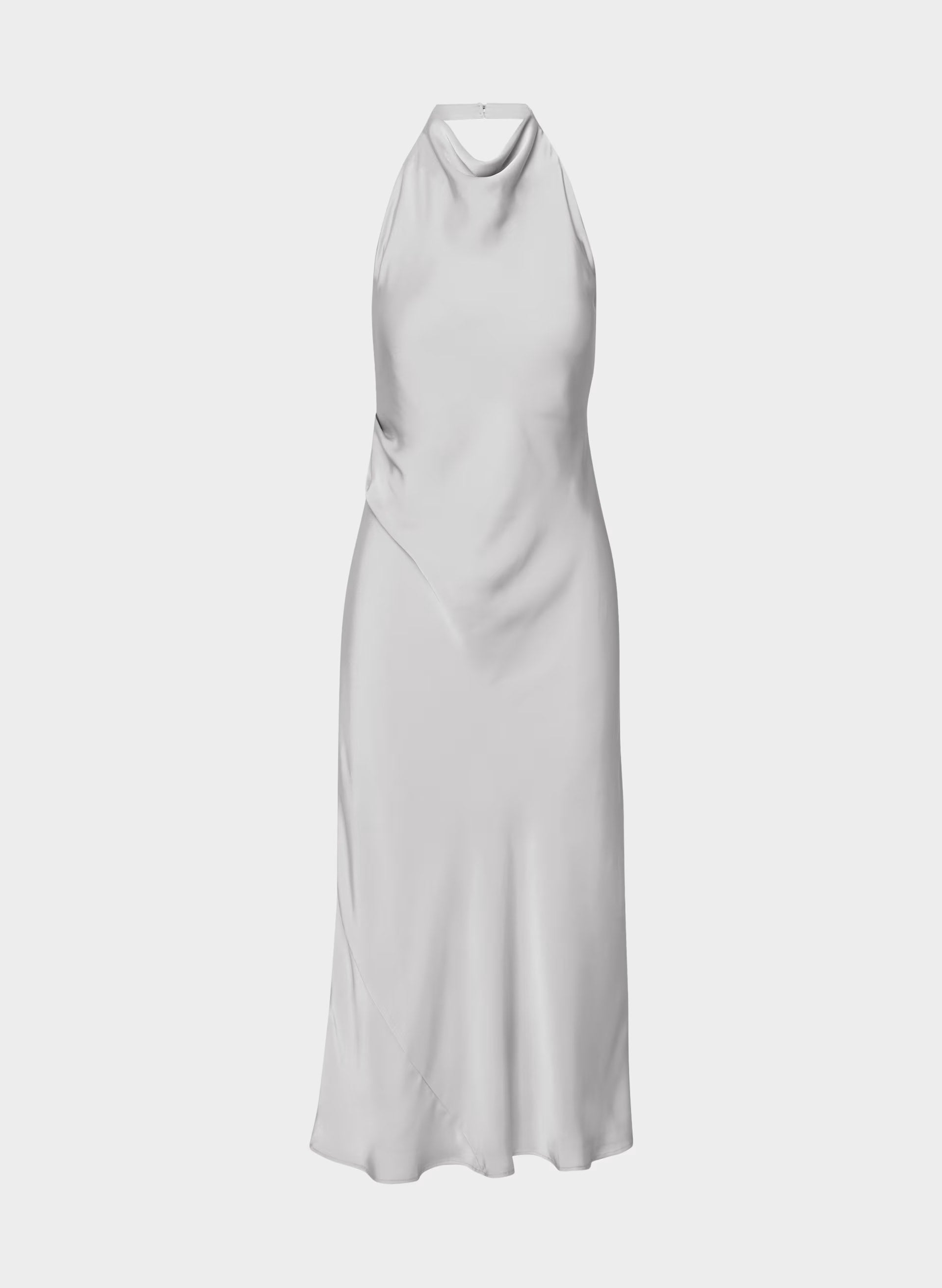 Audience Satin Maxi Halter Dress - MONUMENT GREY