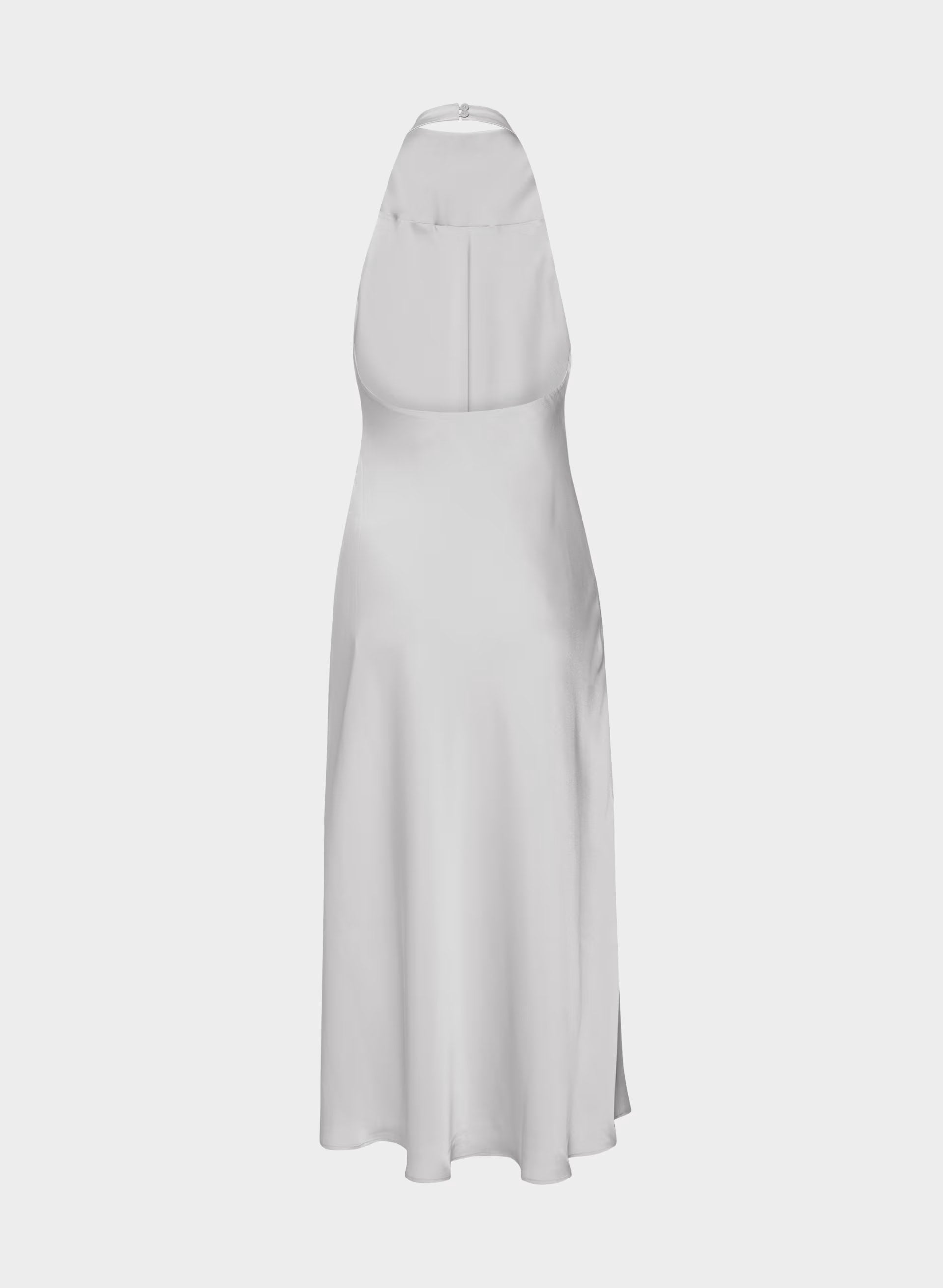 Audience Satin Maxi Halter Dress - MONUMENT GREY
