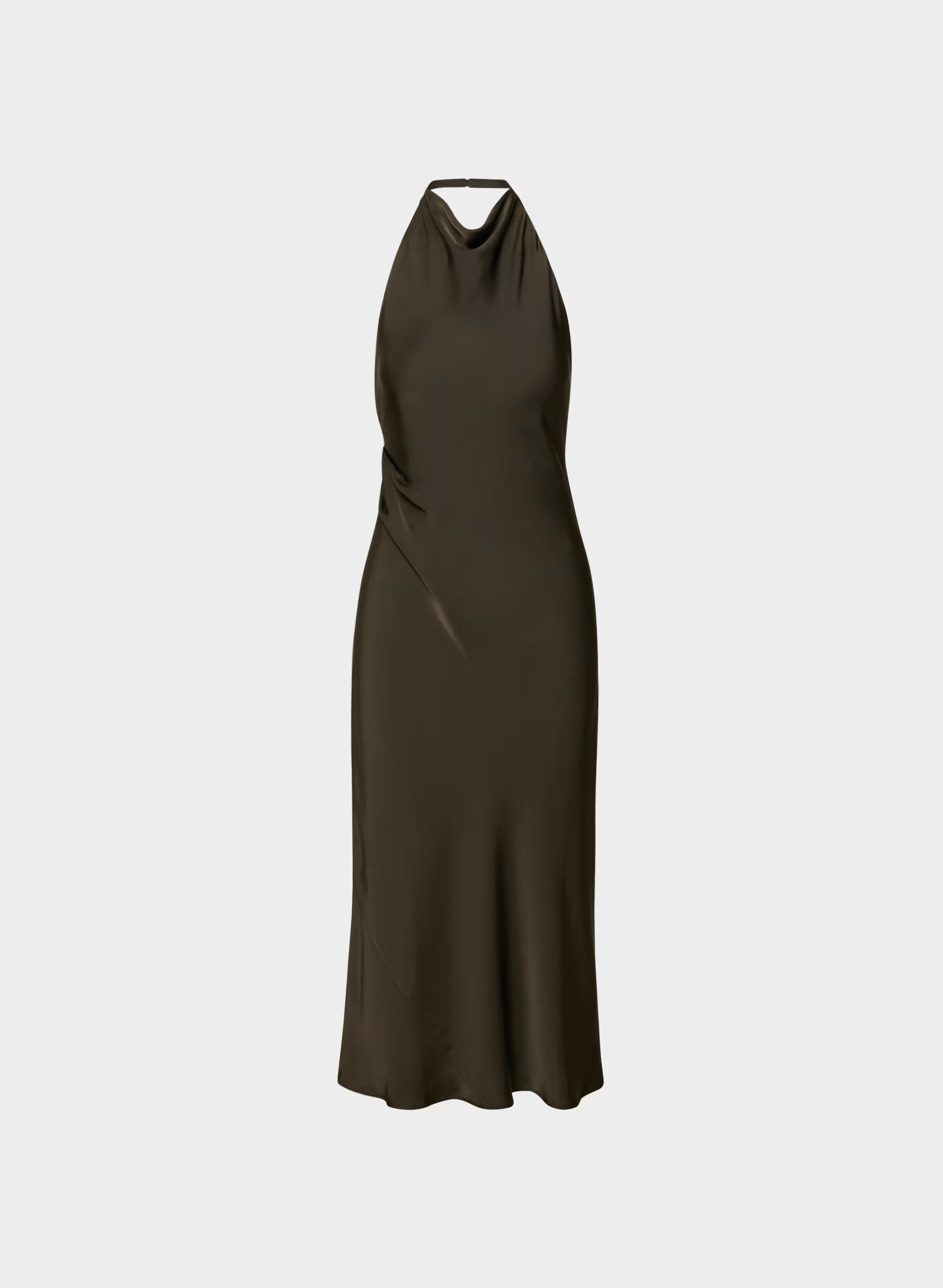 Audience Satin Maxi Halter Dress - CACAO NIB BROWN