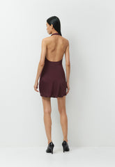 Audience Satin Mini Halter Dress - CARDAMON