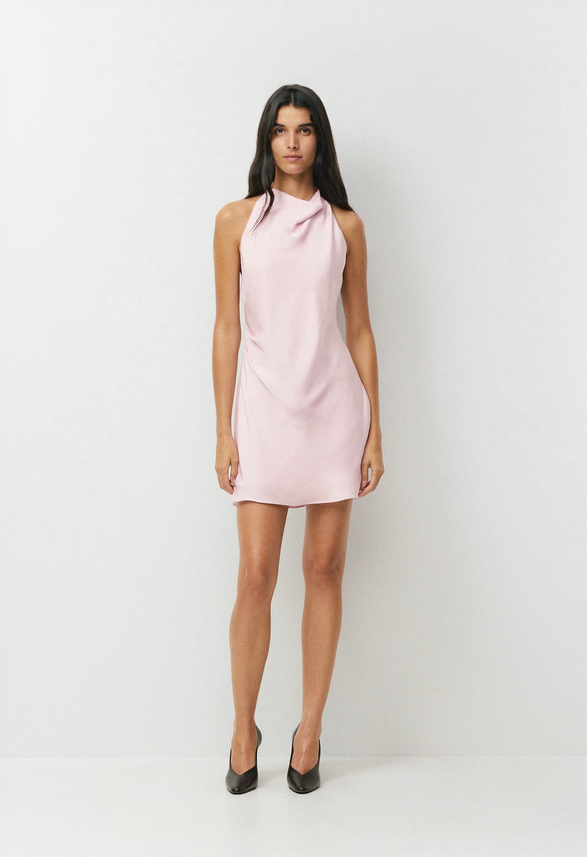 Audience Satin Mini Halter Dress - SUGARPLUM LILAC