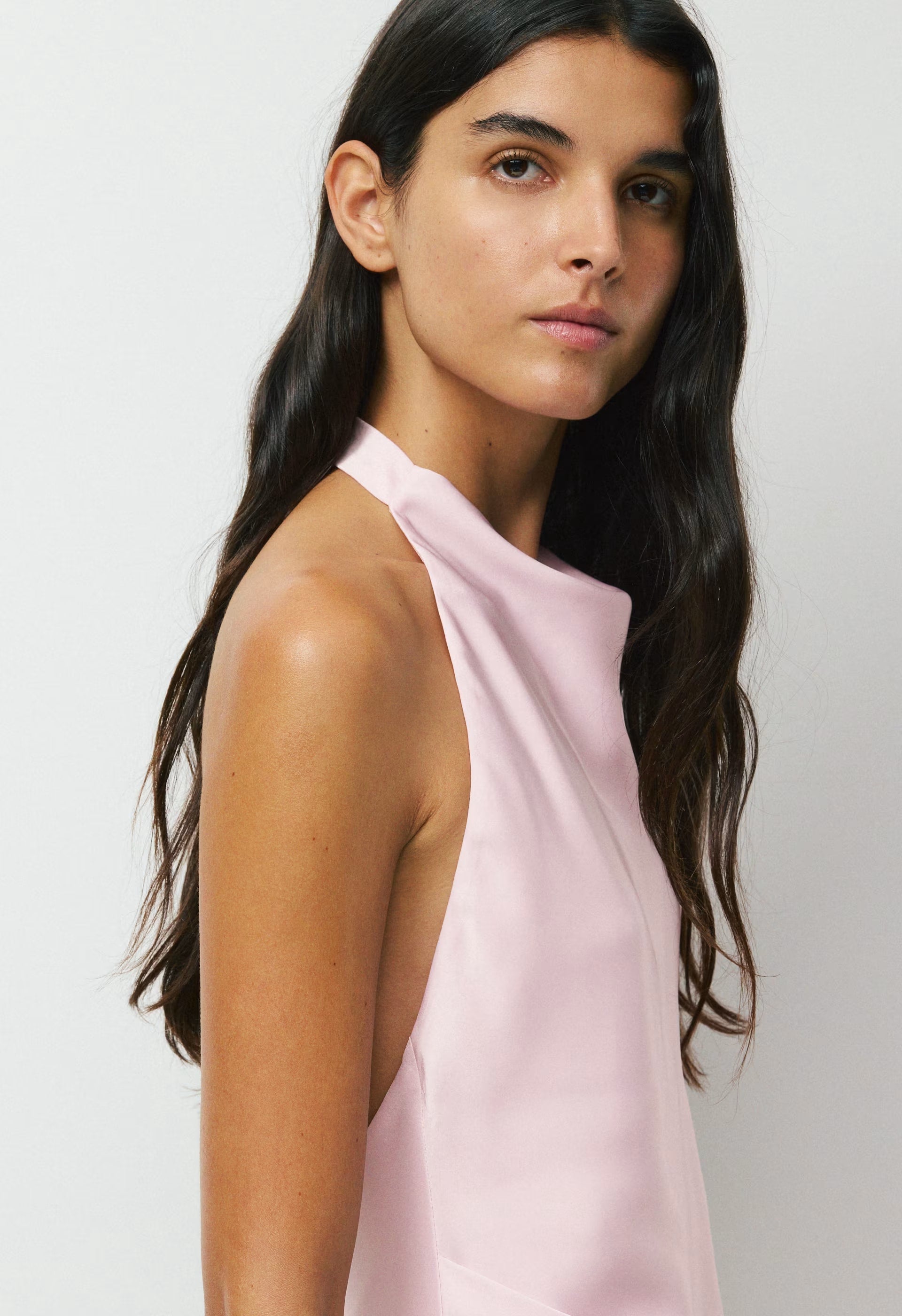 Audience Satin Mini Halter Dress - SUGARPLUM LILAC