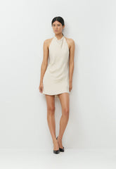 Audience Satin Mini Halter Dress - SEASIDE CREAM