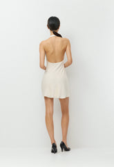 Audience Satin Mini Halter Dress - SEASIDE CREAM