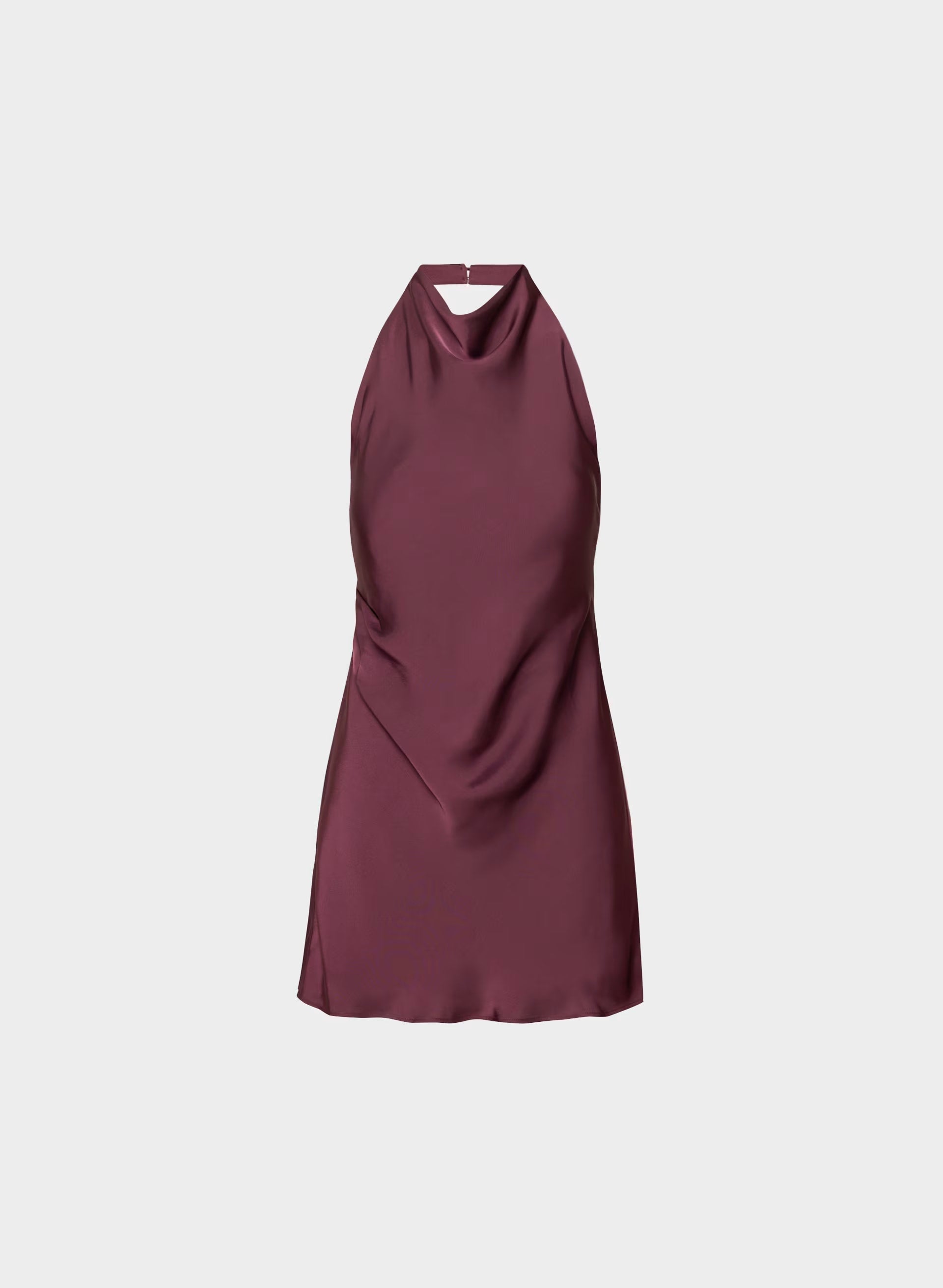 Audience Satin Mini Halter Dress - GALA PLUM