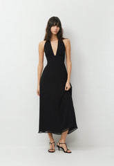 Orchardine Halter Dress - BLACK