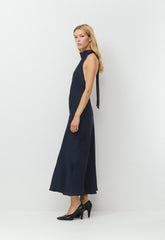 Tidal Satin Halter Dress - ADMIRAL