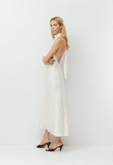 Tidal Satin Halter Dress - LIGHT BIRCH