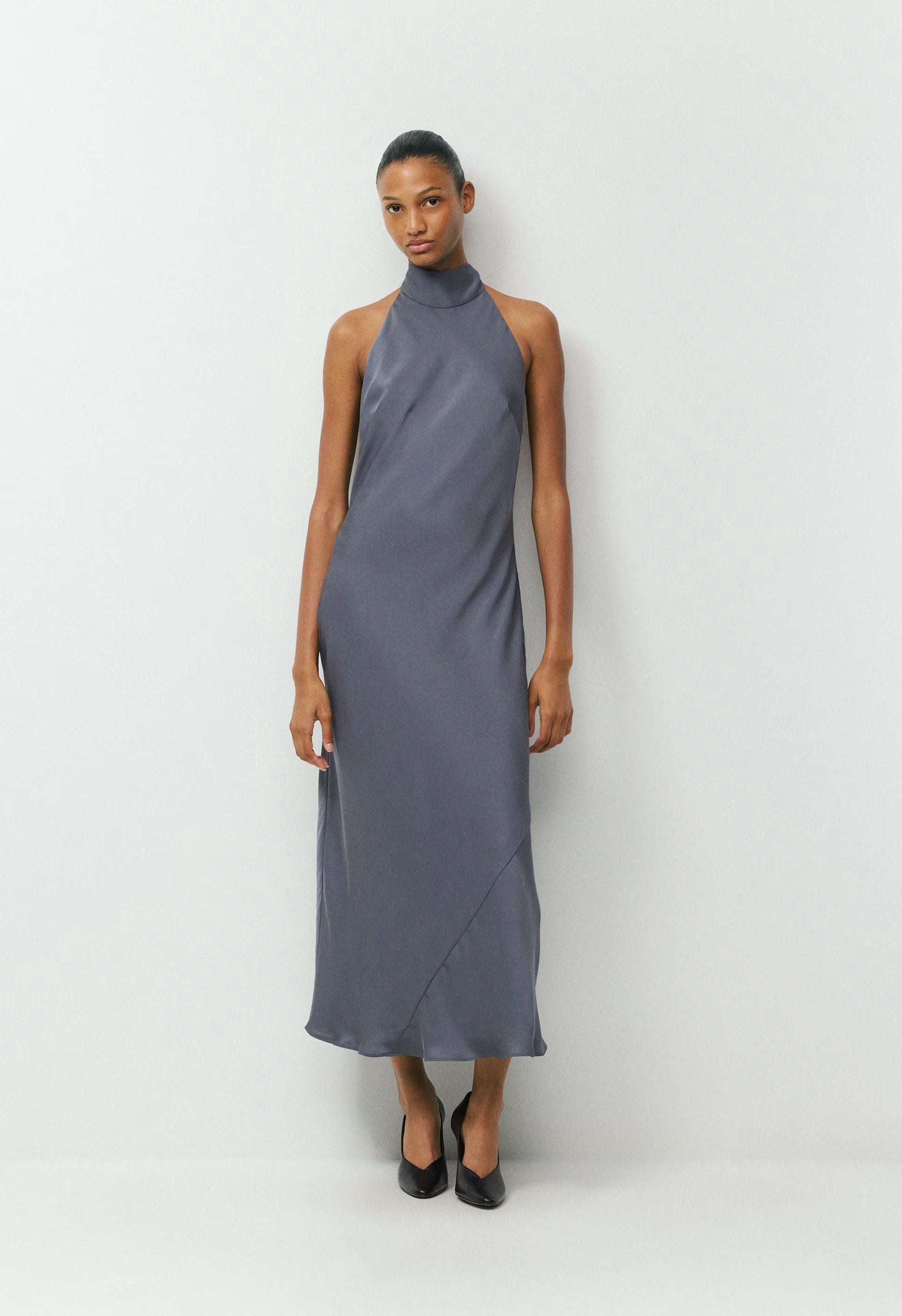 Tidal Satin Halter Dress - DUSTY MAUVE