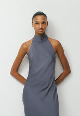 Tidal Satin Halter Dress - VINTAGE NAVY