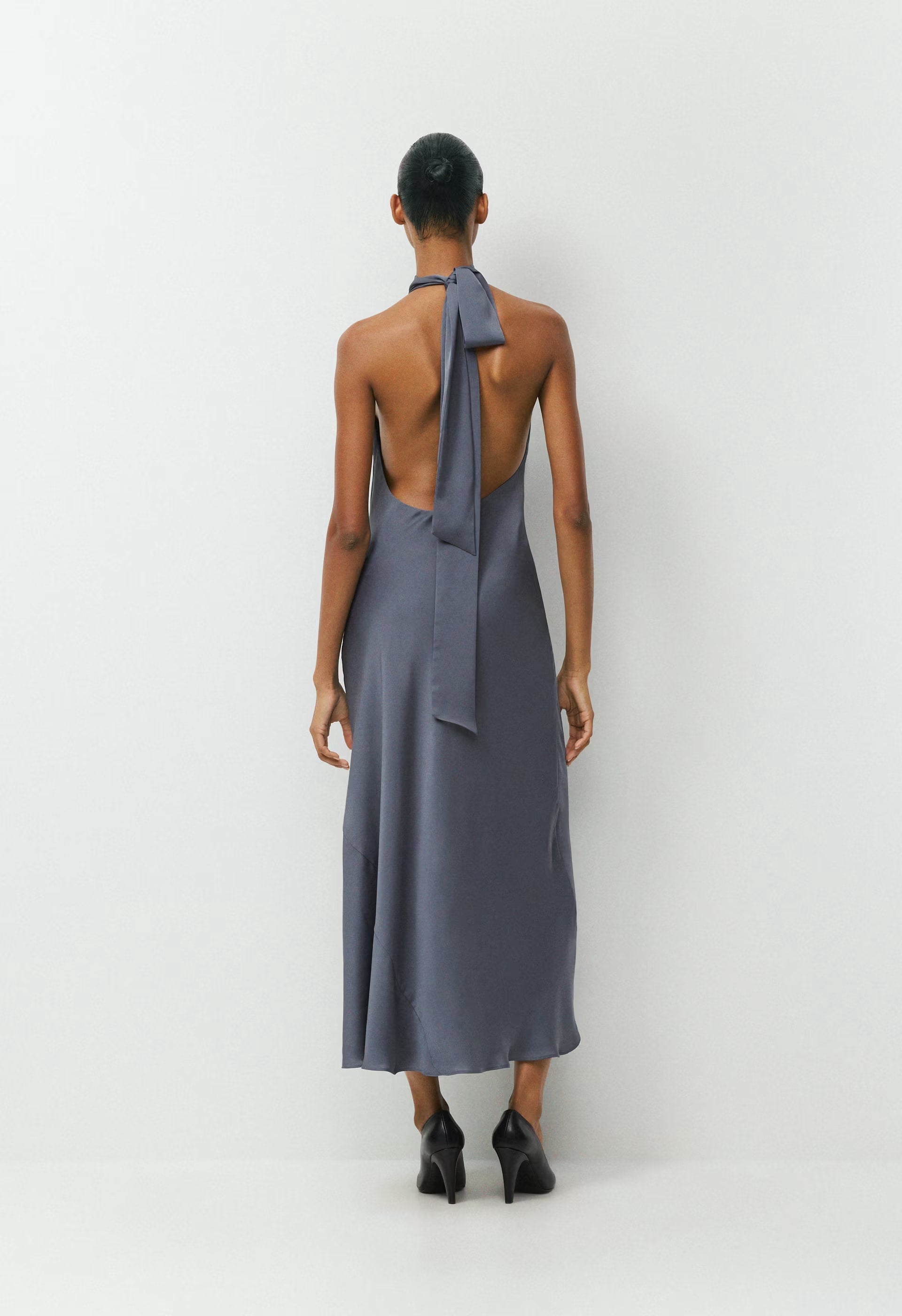 Tidal Satin Halter Dress - DUSTY MAUVE