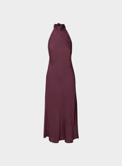 Tidal Satin Halter Dress - GALA PLUM
