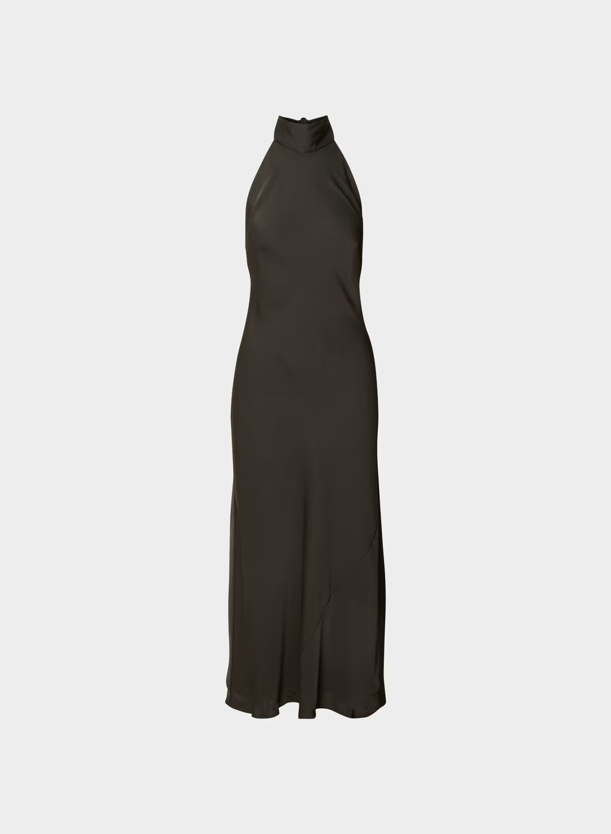 Tidal Satin Halter Dress - CACAO NIB BROWN
