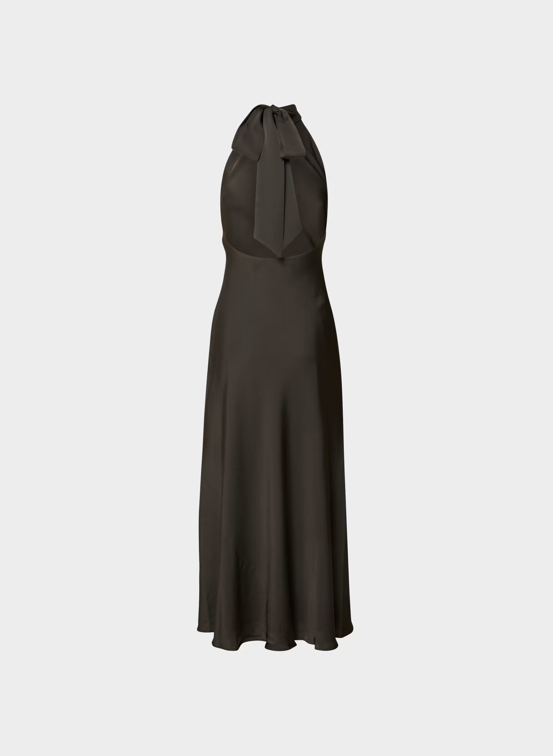 Tidal Satin Halter Dress - CACAO NIB BROWN