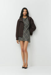 Scone Silk Dress - DK GREY/ SSIDE CREAM