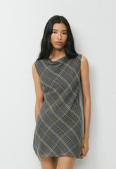 Scone Silk Dress - DK GREY/ SSIDE CREAM