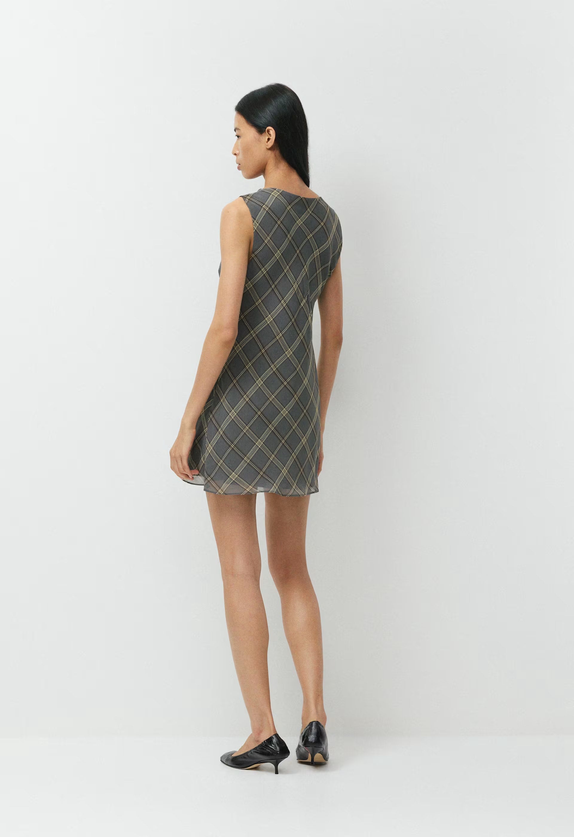 Scone Silk Dress - DK GREY/ SSIDE CREAM