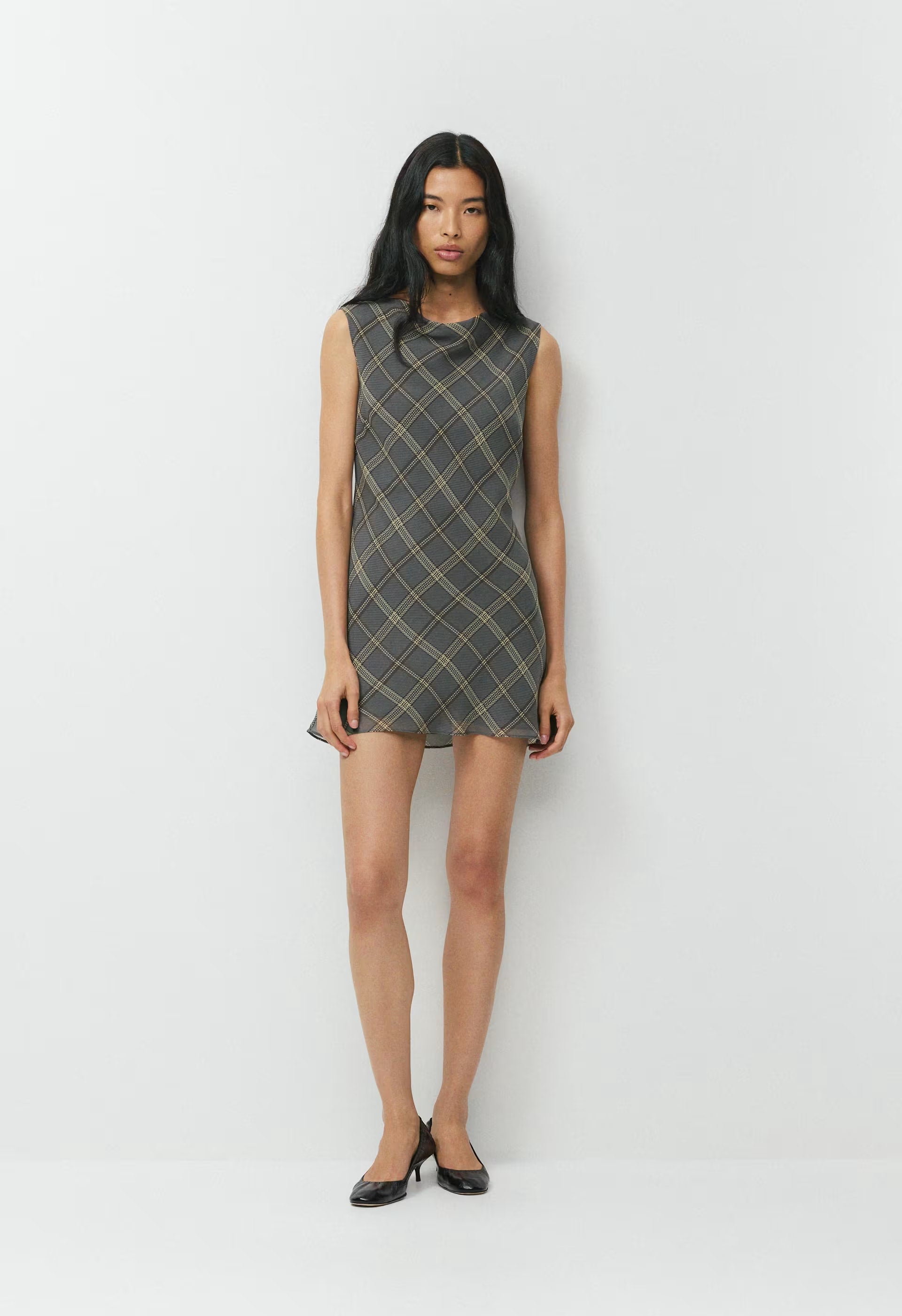 Scone Silk Dress - DK GREY/ SSIDE CREAM