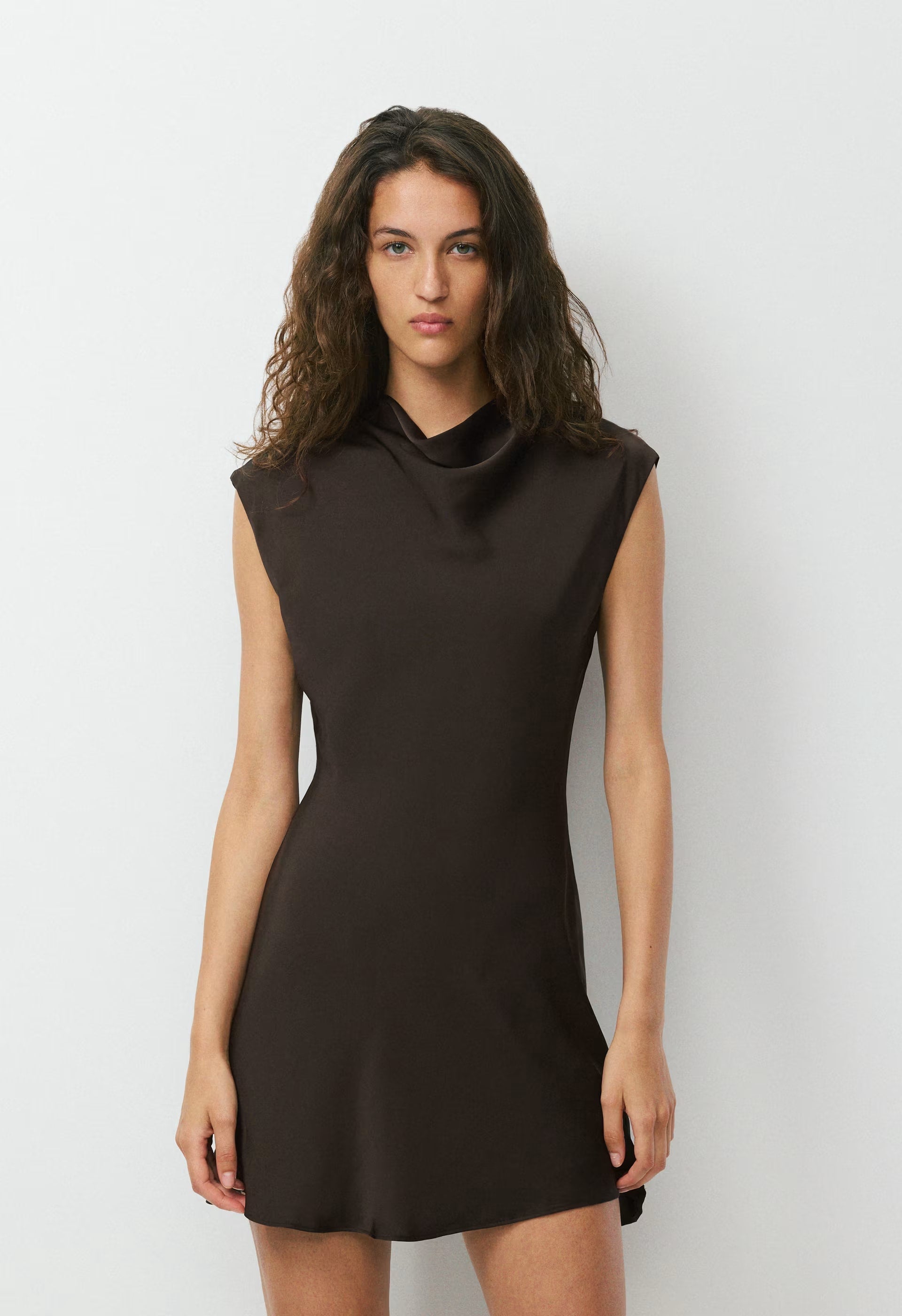 Playbook Satin Dress - CACAO NIB BROWN
