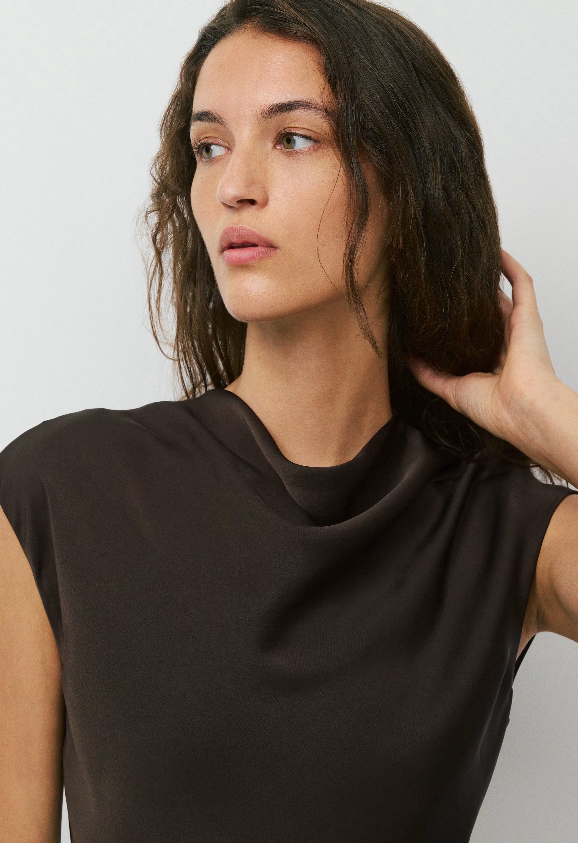 Playbook Satin Dress - CACAO NIB BROWN