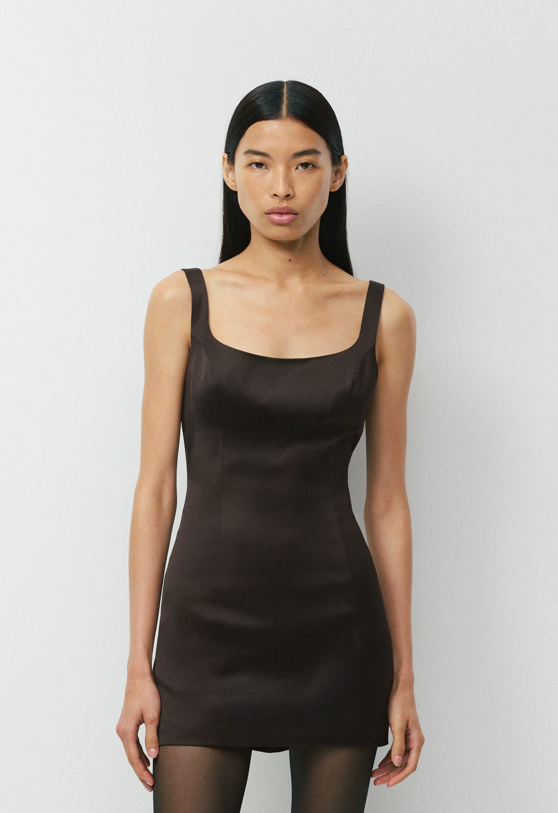 Headliner Satin Dress - CACAO NIB BROWN