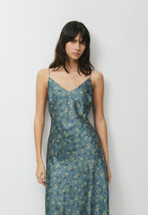 Court Satin Dress - BLUE MIRAGE / YELLOW