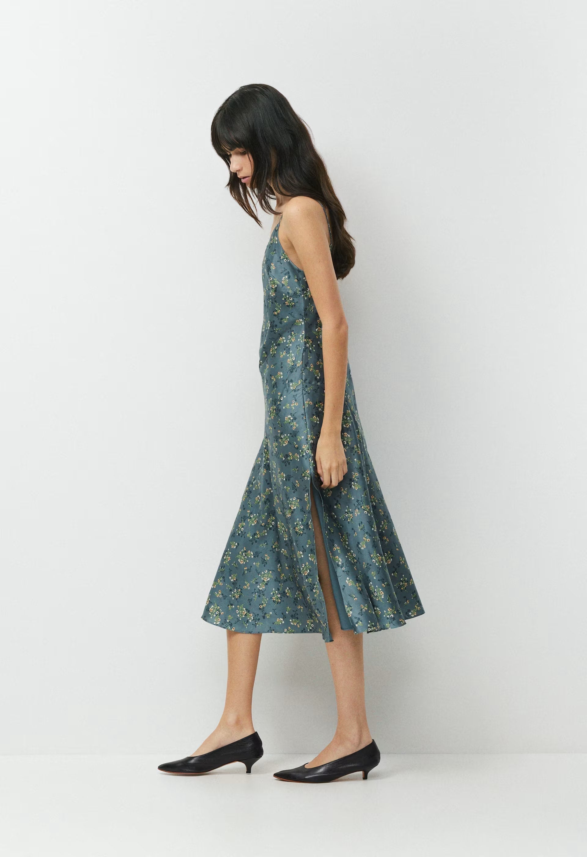 Court Satin Dress - BLUE MIRAGE / YELLOW