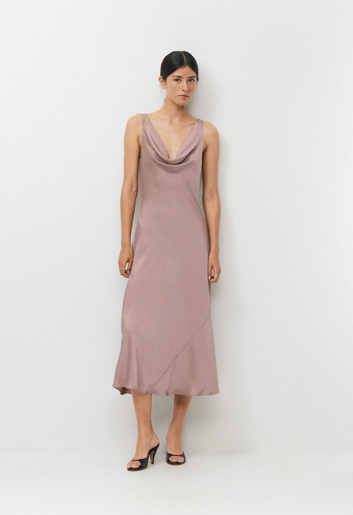 Delilah Satin Dress - DUSTY MAUVE