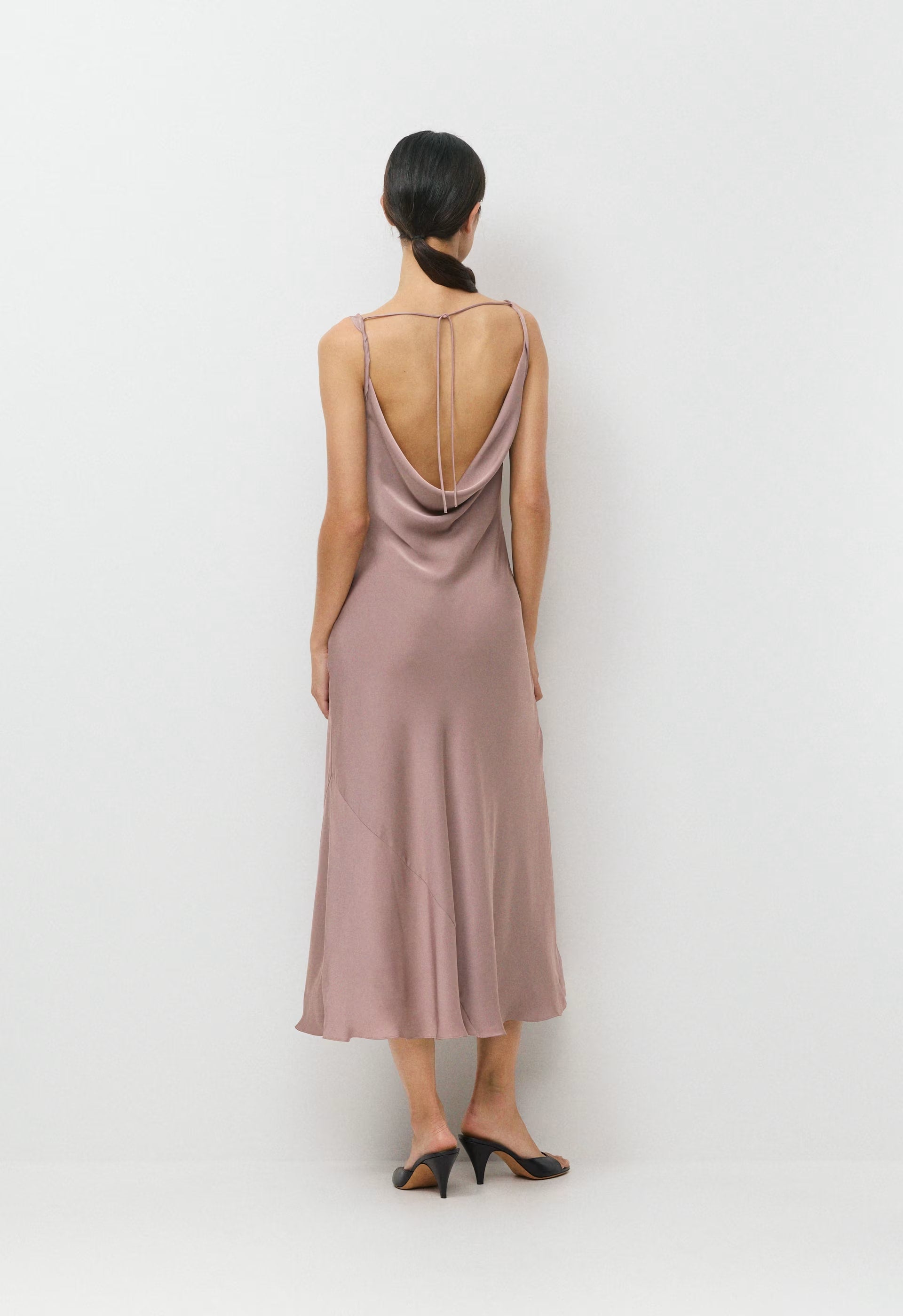 Delilah Satin Dress - DUSTY MAUVE