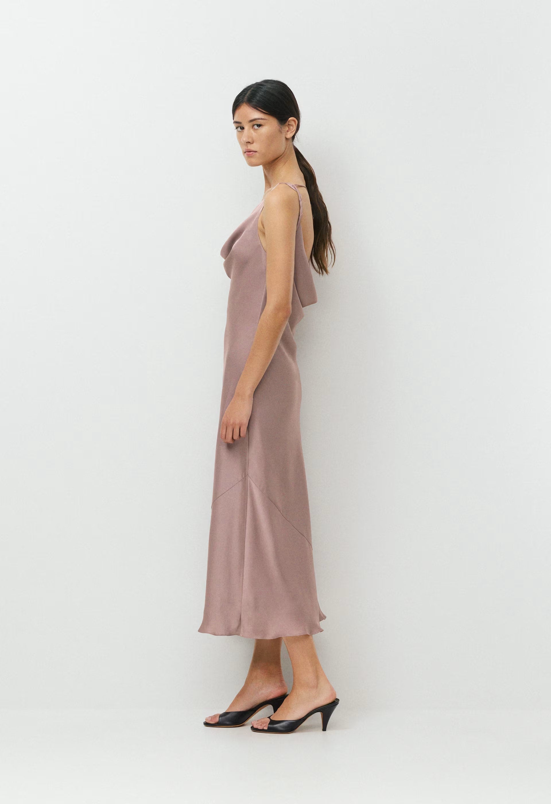 Delilah Satin Dress - DUSTY MAUVE