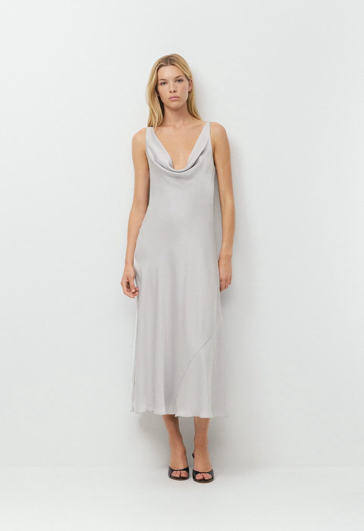 Delilah Satin Dress - MONUMENT GREY