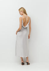 Delilah Satin Dress - MONUMENT GREY