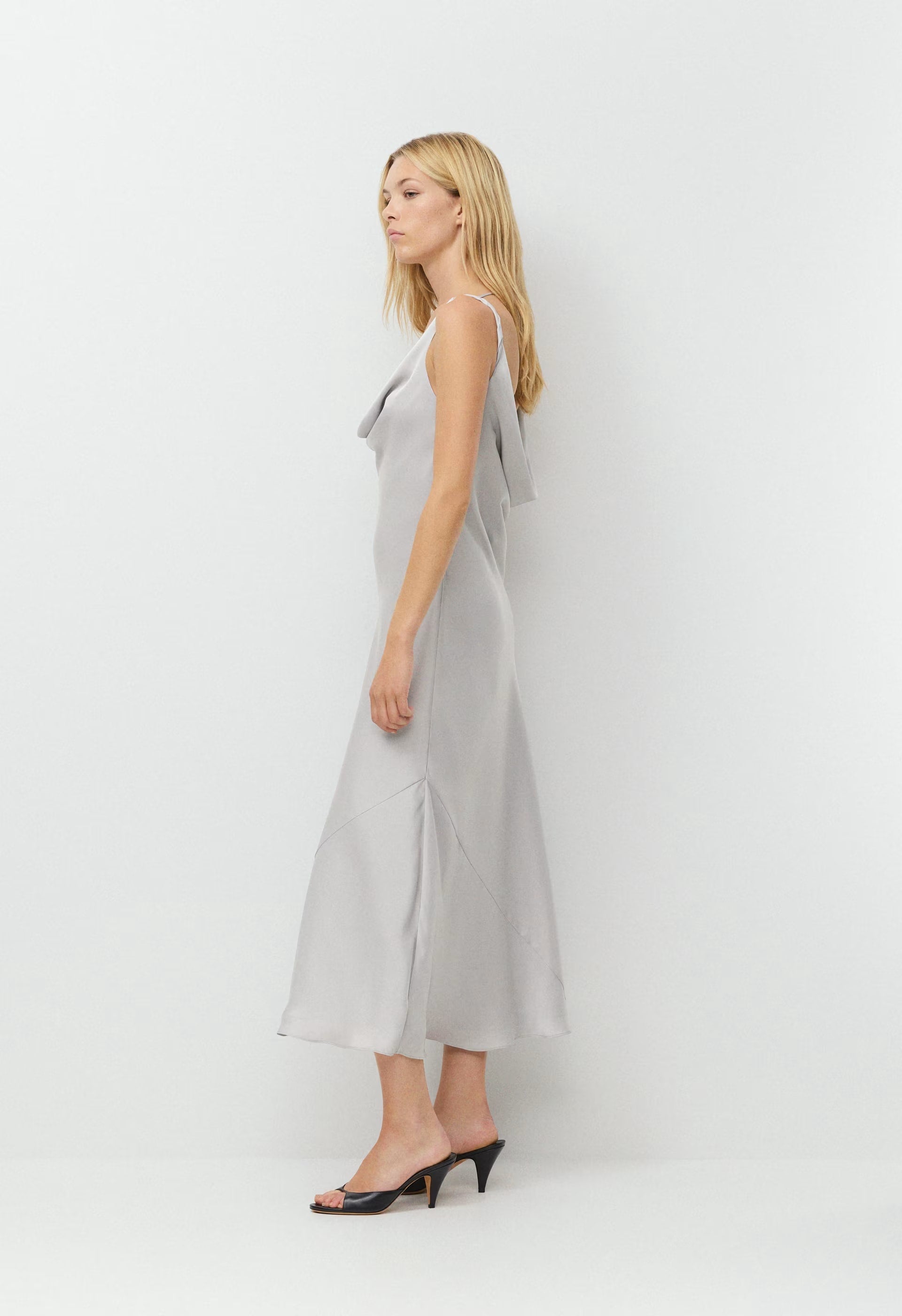 Delilah Satin Dress - MONUMENT GREY