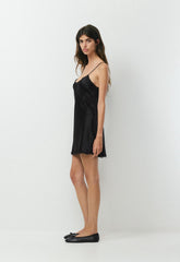 Madeleine Satin Dress - BLACK