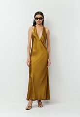 Spotlight Satin Dress - SHERRY OCHRE