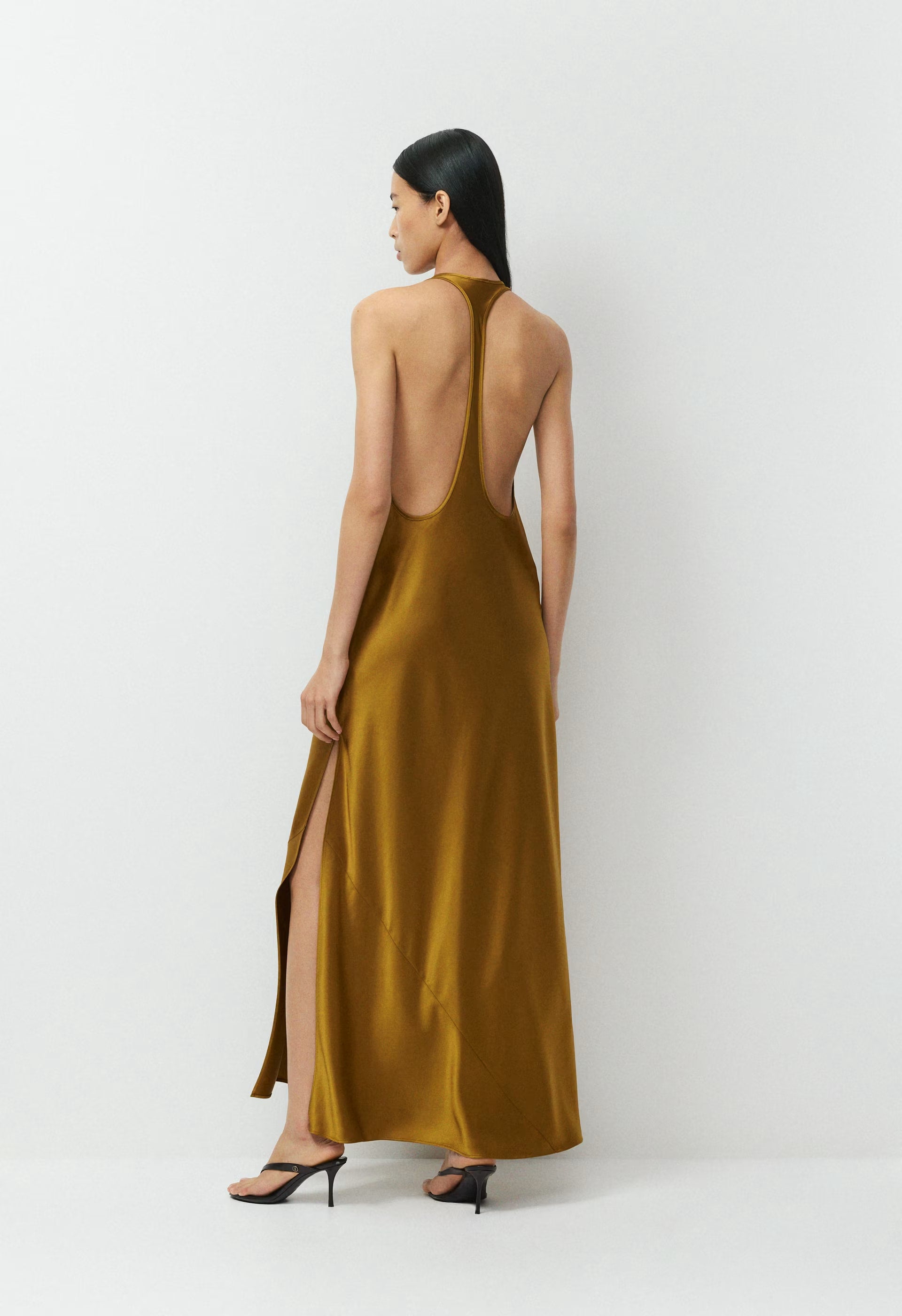 Spotlight Satin Dress - SHERRY OCHRE