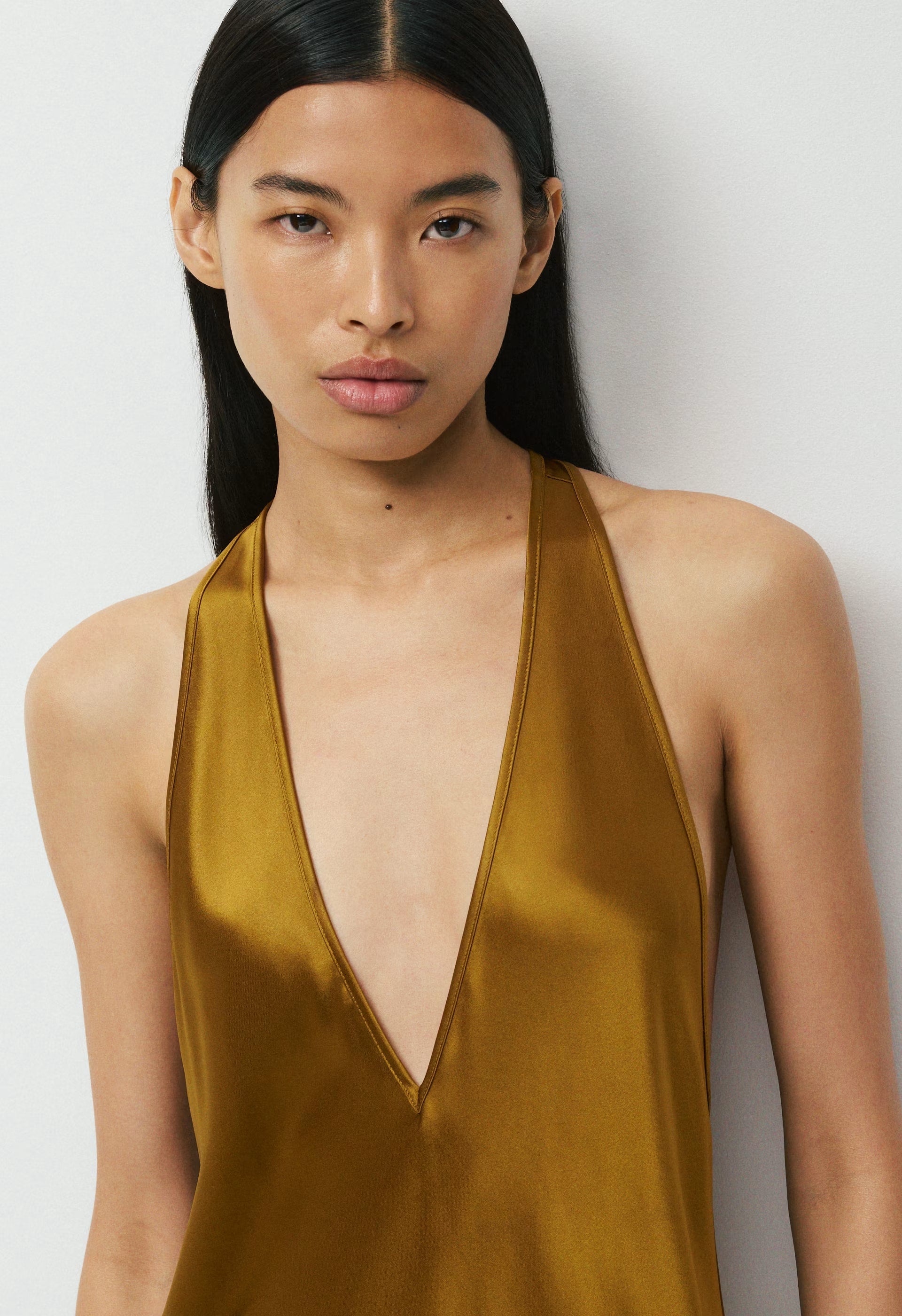 Spotlight Satin Dress - SHERRY OCHRE