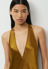 Spotlight Satin Dress - SHERRY OCHRE
