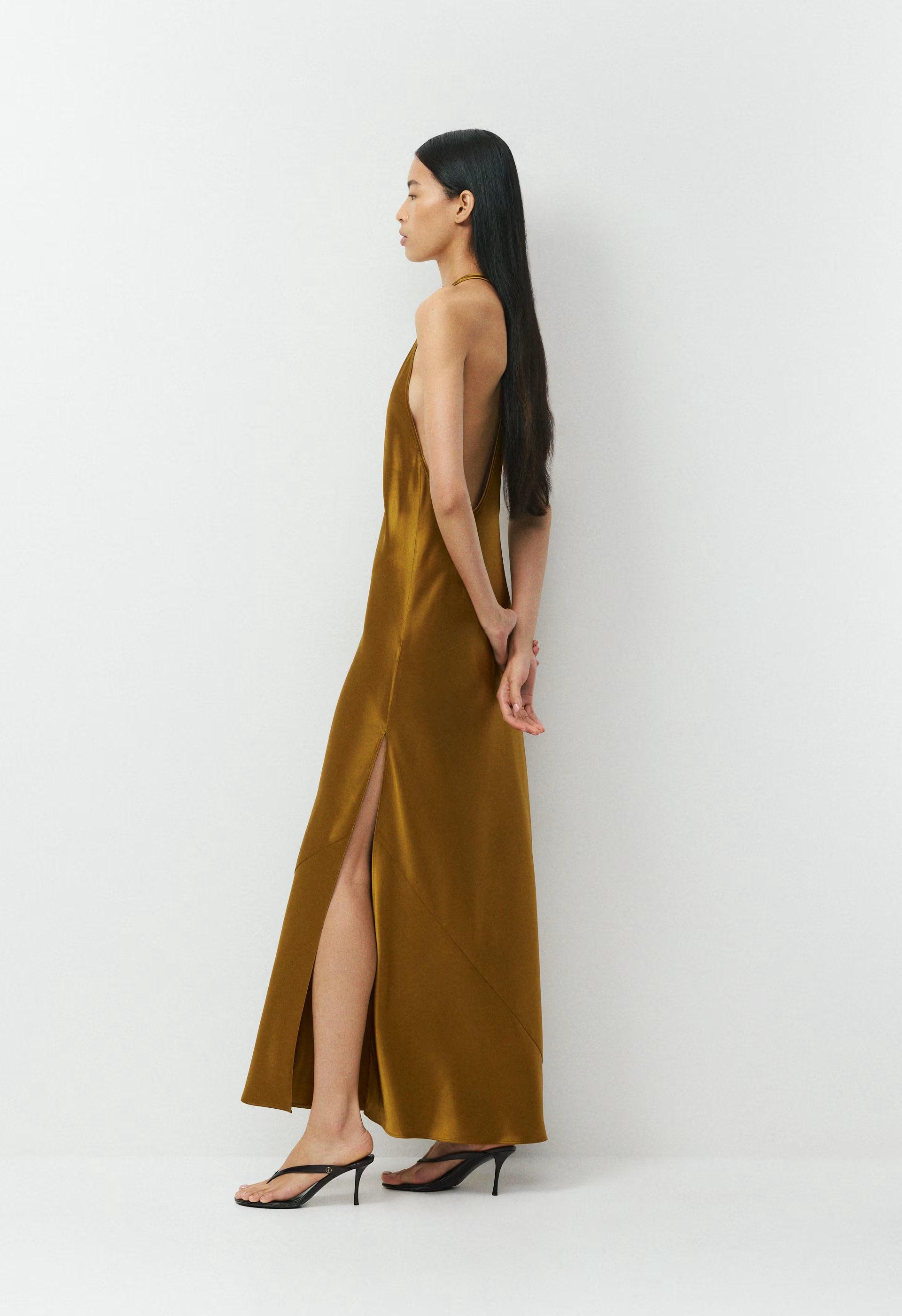 Spotlight Satin Dress - SHERRY OCHRE