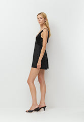Matinee Satin Dress - BLACK