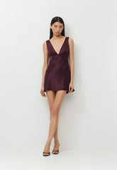 Matinee Satin Dress - GALA PLUM