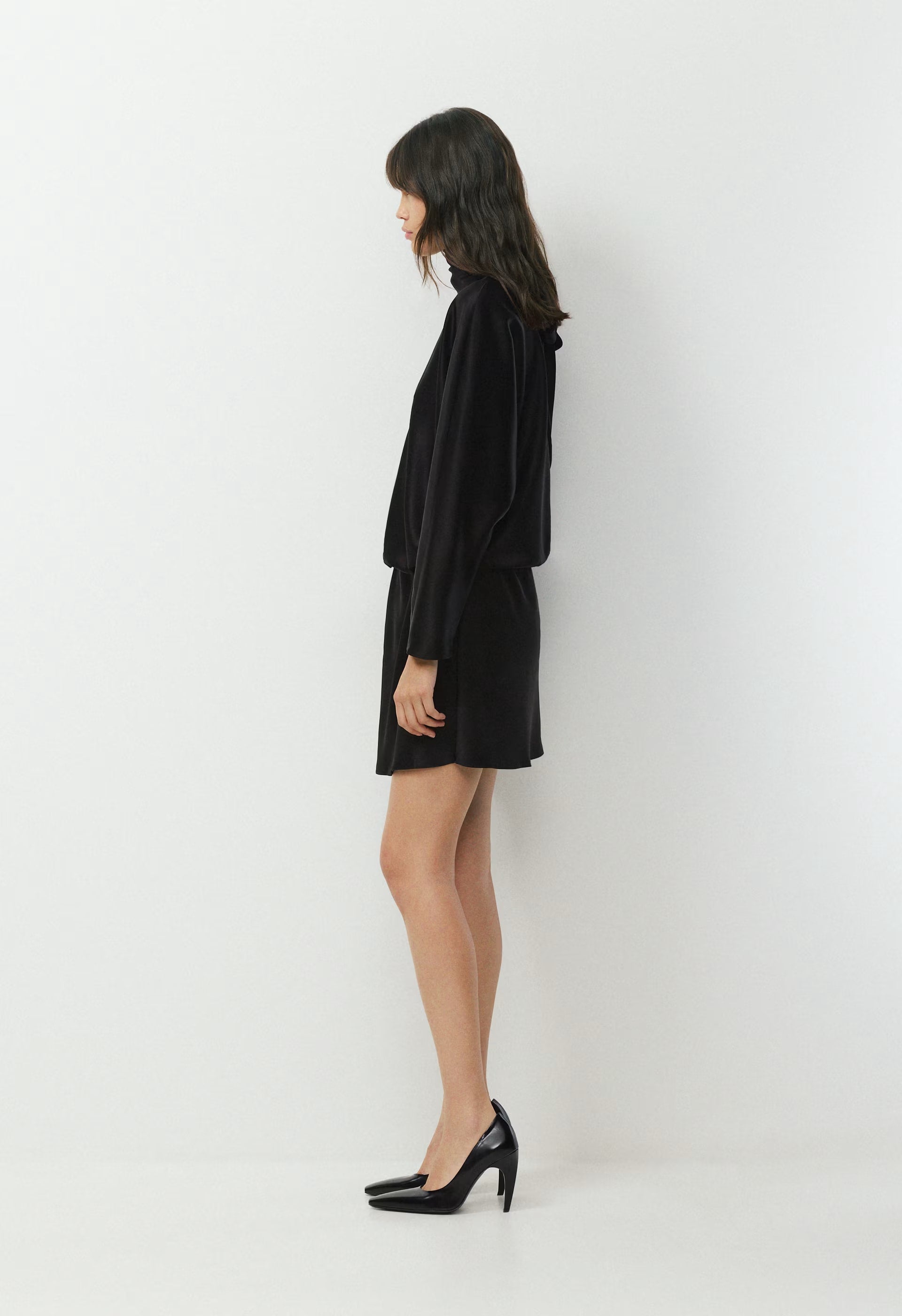 Purview Satin Dress - BLACK