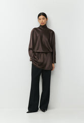 Purview Satin Dress - RICH MOCHA BROWN
