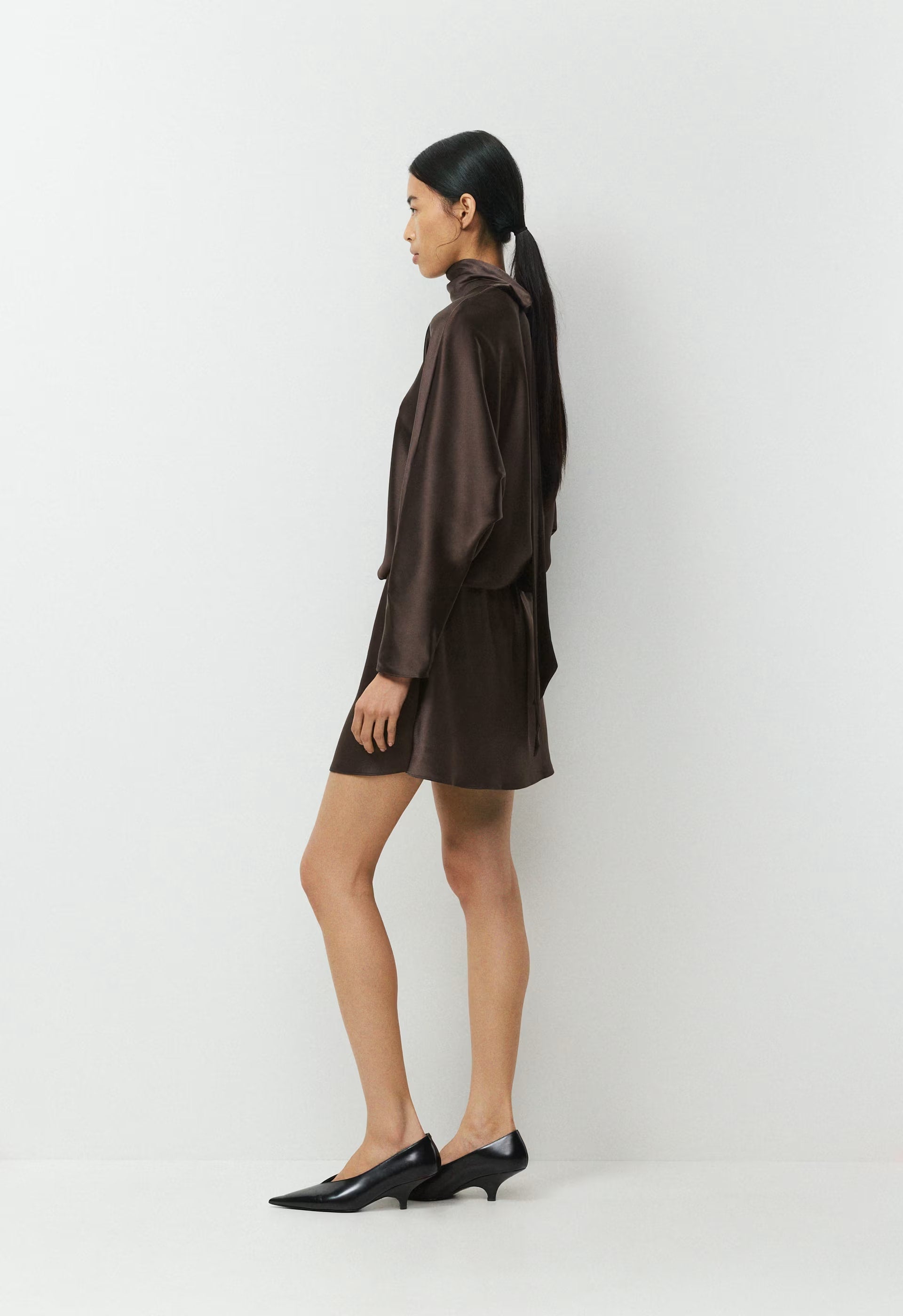 Purview Satin Dress - RICH MOCHA BROWN