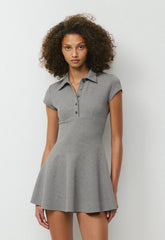 Zooey Polo Dress - HEATHER DARK GREY
