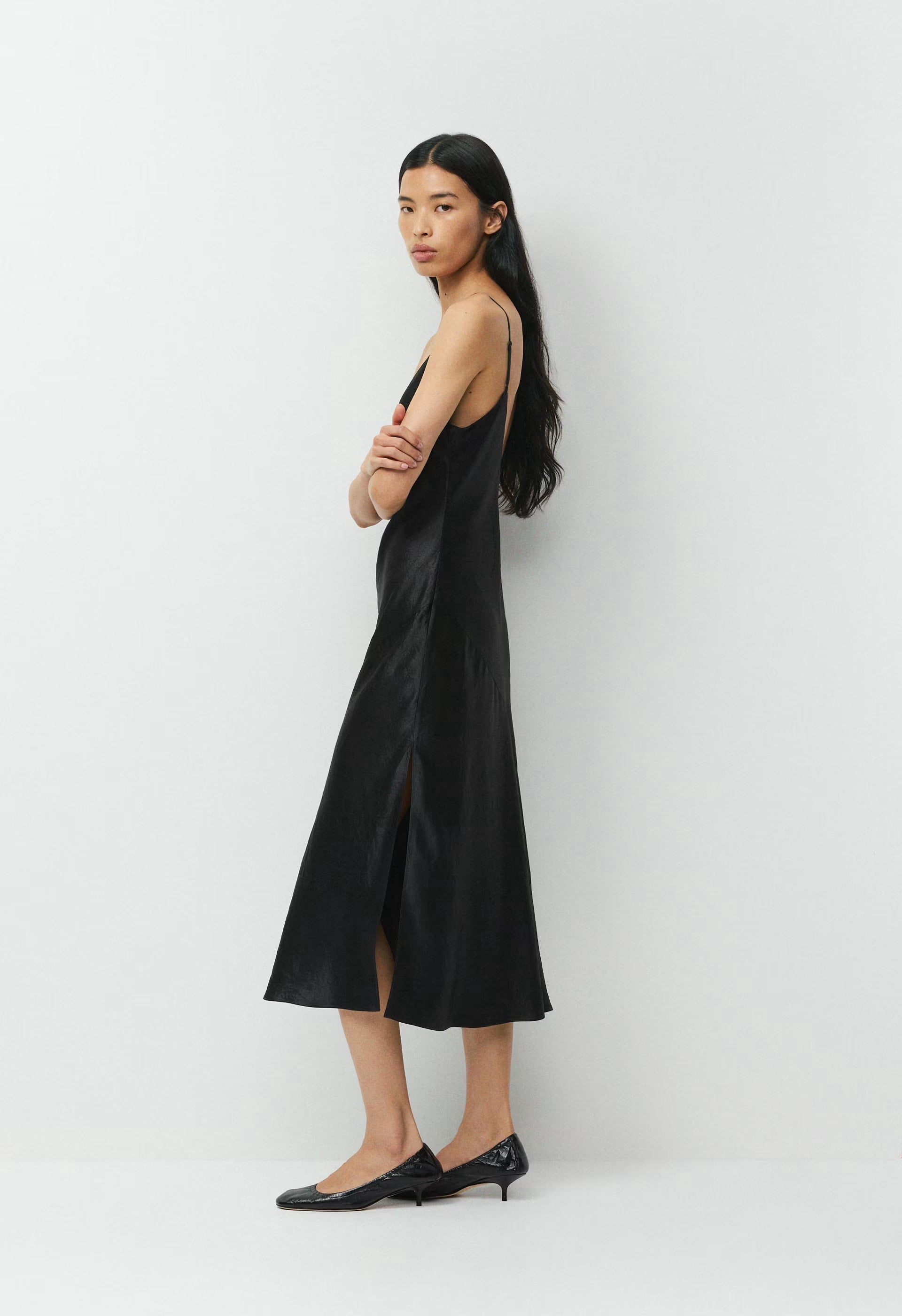 Court Satin Dress - BLACK