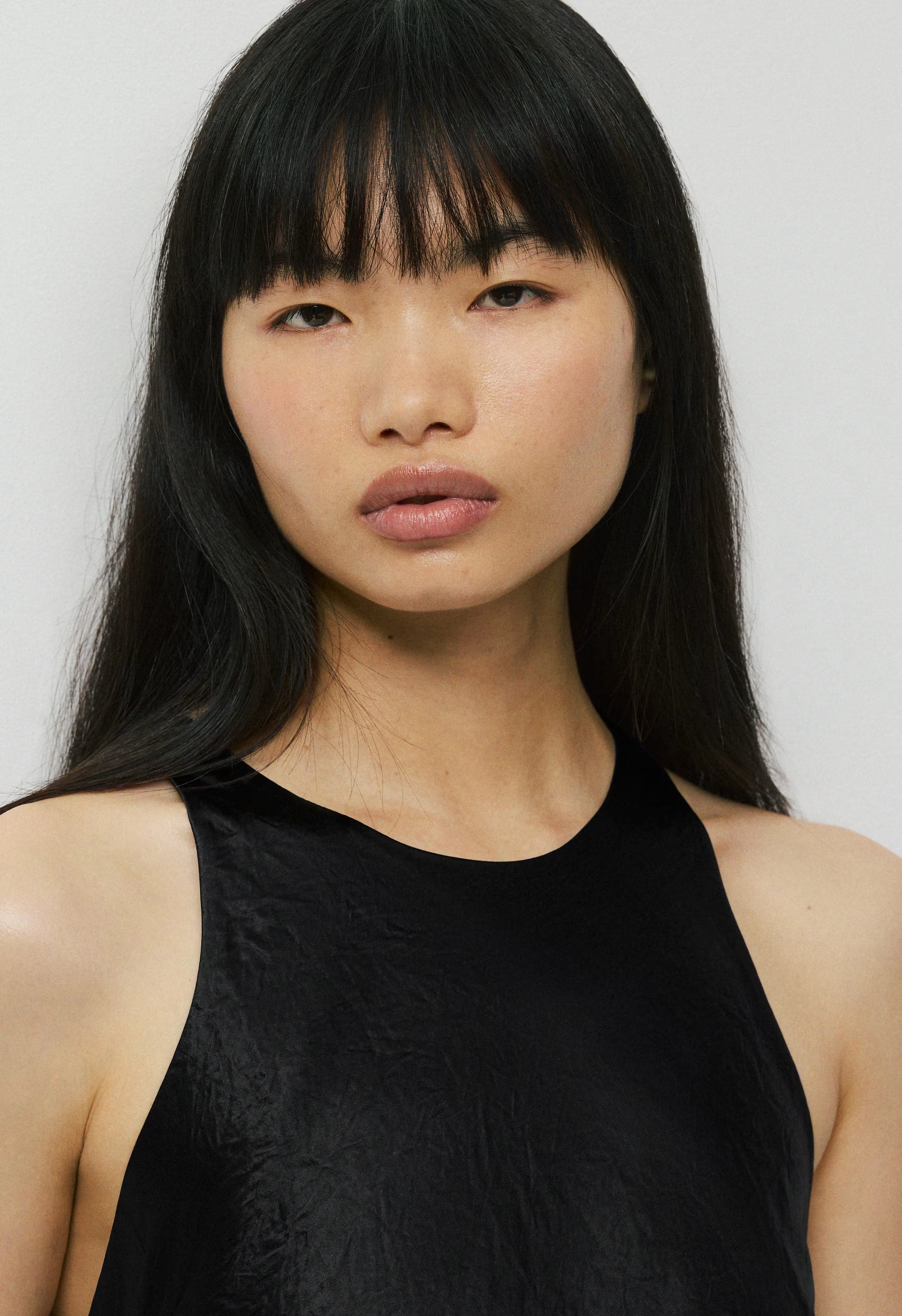 Windswept Satin Dress - BLACK