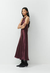 Windswept Satin Dress - GALA PLUM